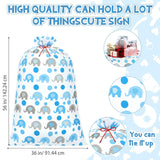 3 Pcs 56'' Extra Large Baby Shower Bag Elephant Oversized Holiday Plastic Gift Bags Jumbo Storage Wrapping For Birthday Party Favors Gift Wrap(Blue)