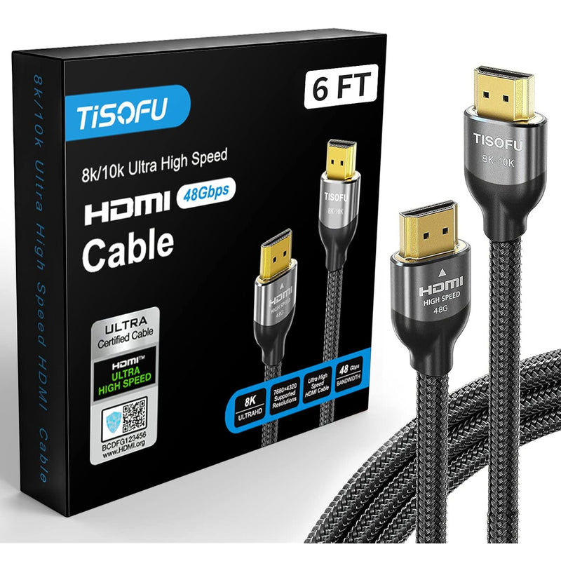 [Ultra Certified] 8K Hdmi Cable 6Ft: Hdmi 2.1 Cables 48Gbps High Speed Premium