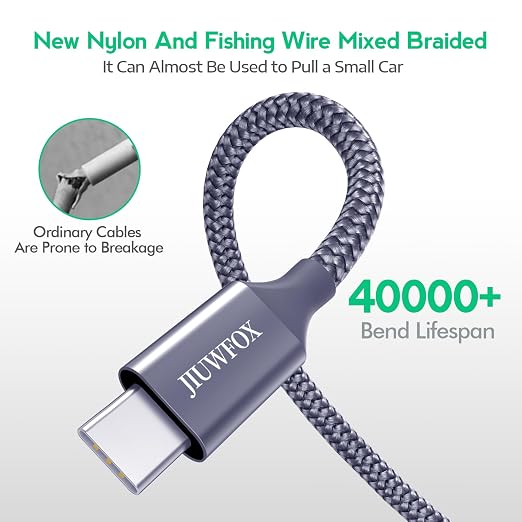 5 Pack USB to USB C Fast Charging Cable Set 3FT 6FT 10FT Charger Cords