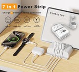 Flat Plug Power Strip Surge Protector with USB Ports and 6 Foot Cord