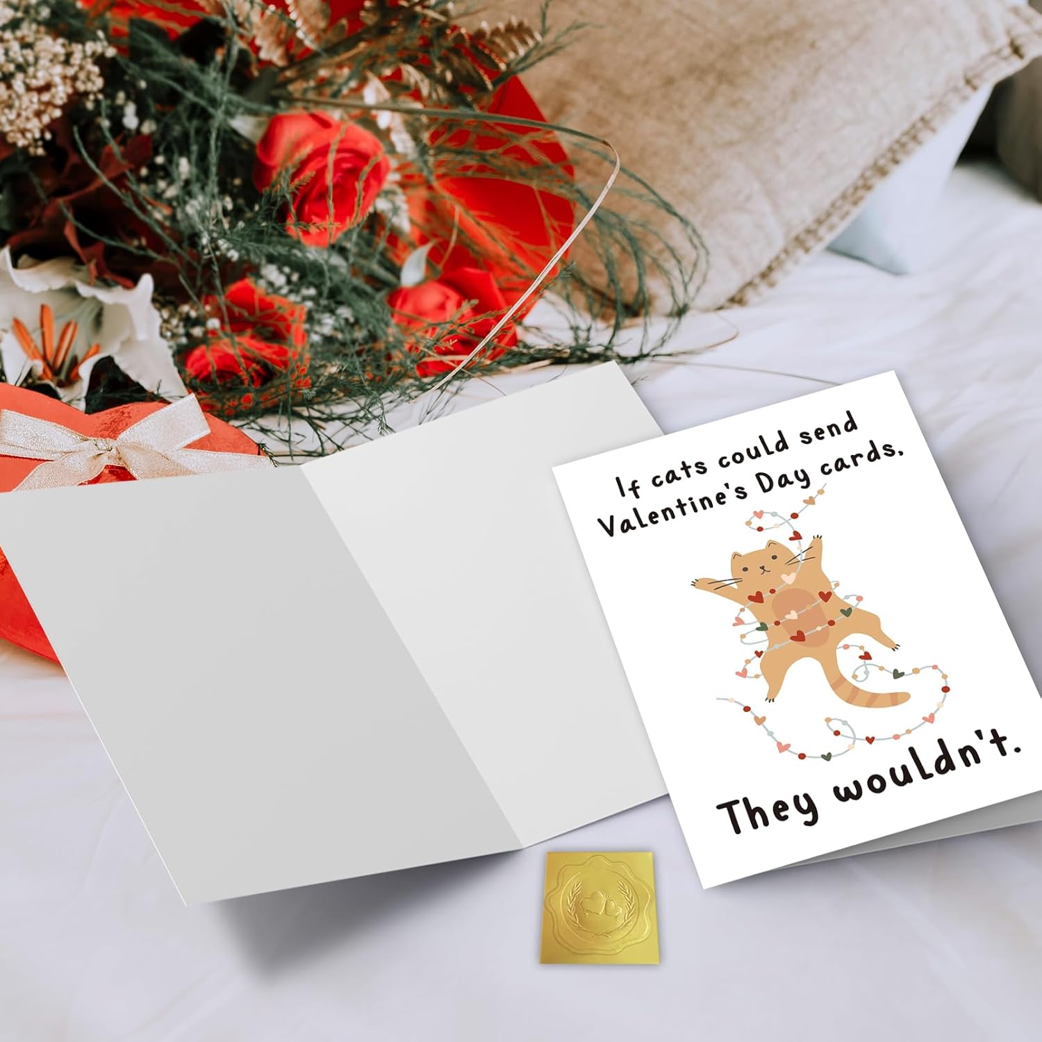 Octliff Furry Cynic Funny Sarcastic Cat Valentine'S Day Card For Her Him, Witty Anti-Love Greeting Card, With Red Envelope
