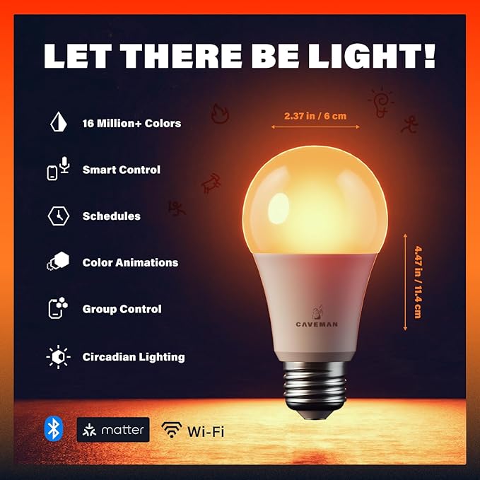 A19 Smart LED Light Bulbs 2 Pack RGBW Color Changing 800LM Alexa Google Home Apple Home Compatible