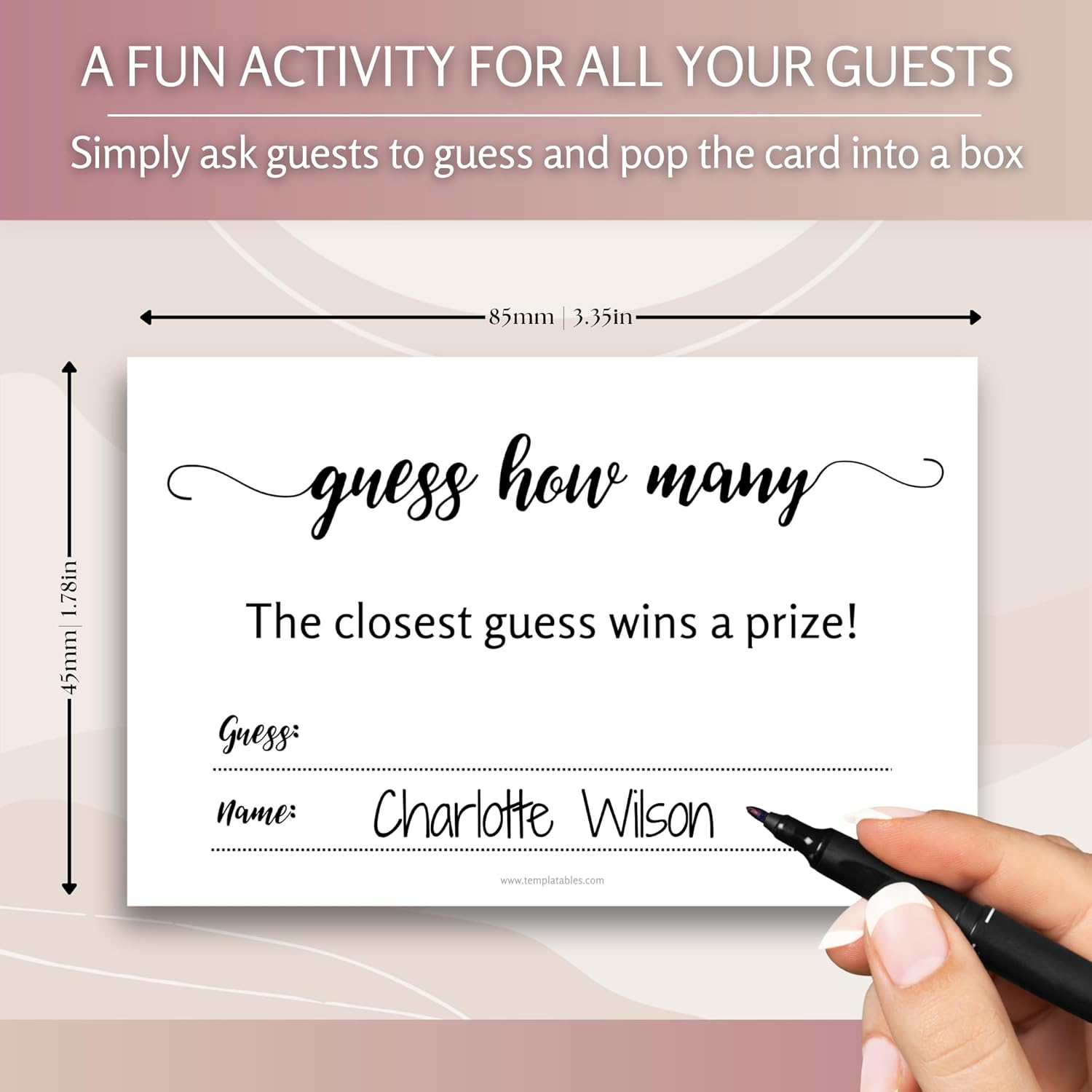 Baby Shower Games - Guess How Many | Pack Of 50 Premium 350Gsm Quality Cards 3X2 | Fun Baby Shower Game For Guests