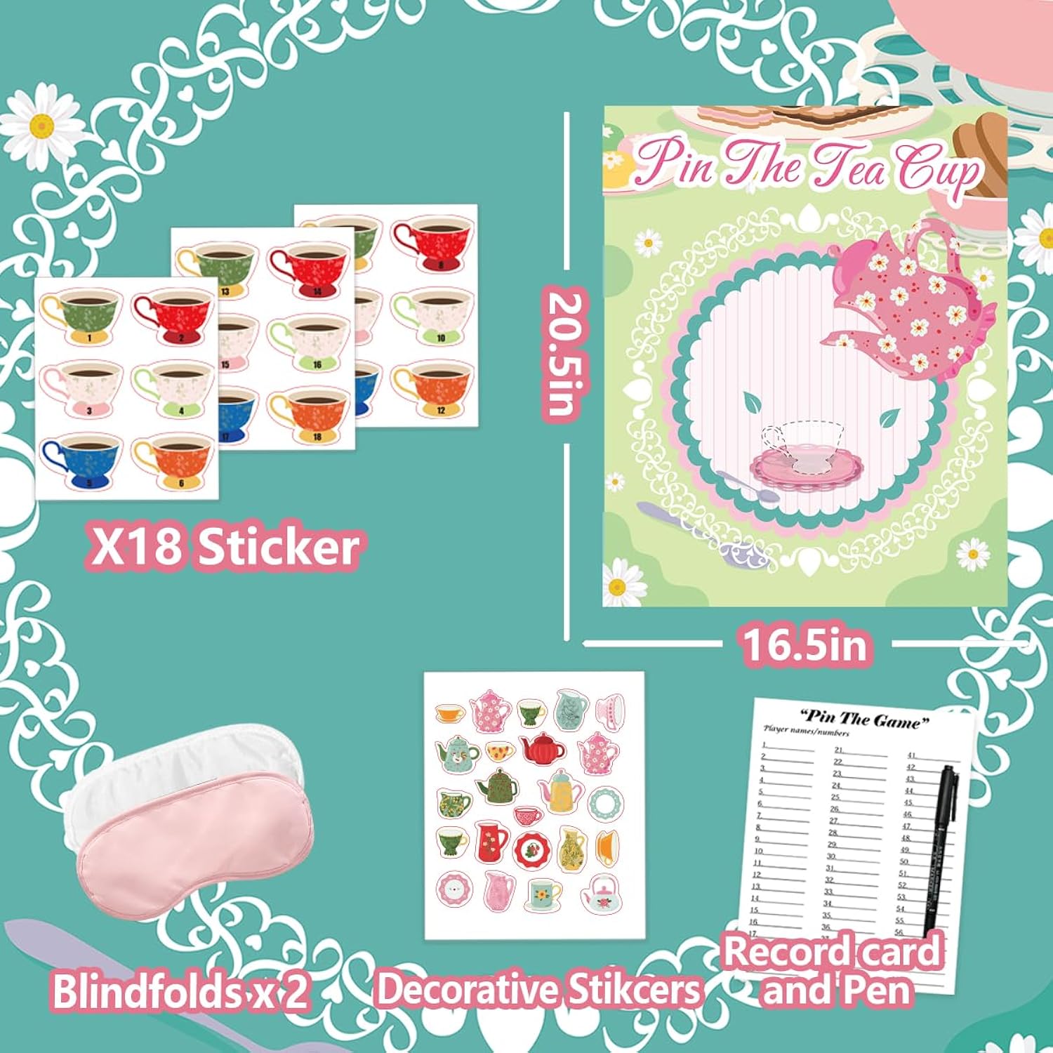 Tea Party Decorations Games Pin The Tea Cup On The Saucer Funny Game For Garden Floral Tea Birthday Party School Classroom Lets Par Tea Party Supplies