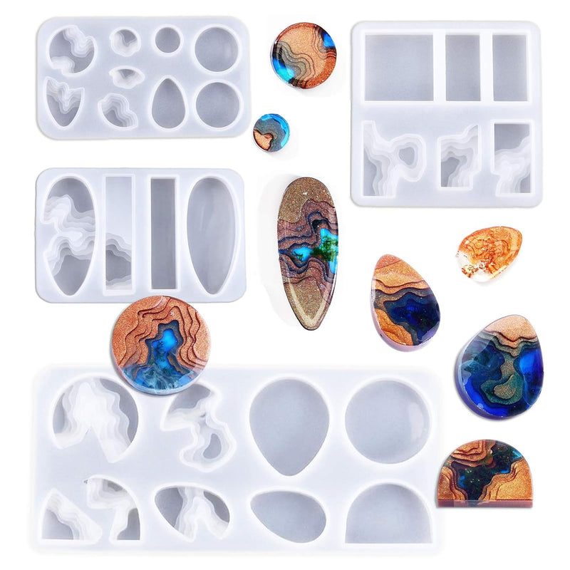 Island Resin Pendant Molds, (4 Pack) Ocean Themed Style Silicone Epoxy Molds For Diy Jewelry Pendant Necklace Keychain Jewel And Resin Crafts