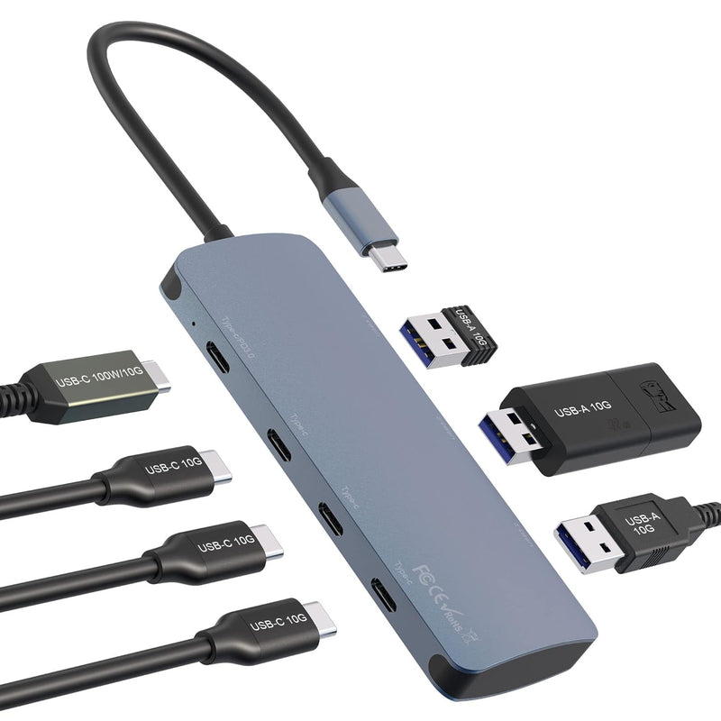 Usb-C 3.2 Gen2 Hub Adapter 7 Ports, 3X Usb C 3.2 10Gbps, 3X Usb A 3.2 10Gbps A