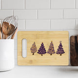 Purple Merry Christmas Tree Cutting Board, Purple Christmas Kitchen Decor, Xmas Glitter Tree Winter Holiday Bamboo Cutting Board For Kitchen
