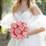 10Pcs Hot Pink Roses Artificial Flowers Realistic Fake Flowers Silk Roses With Long Stems For Diy Wedding Bouquet Table Centerpiece Home Party Decor(Hot Pink)