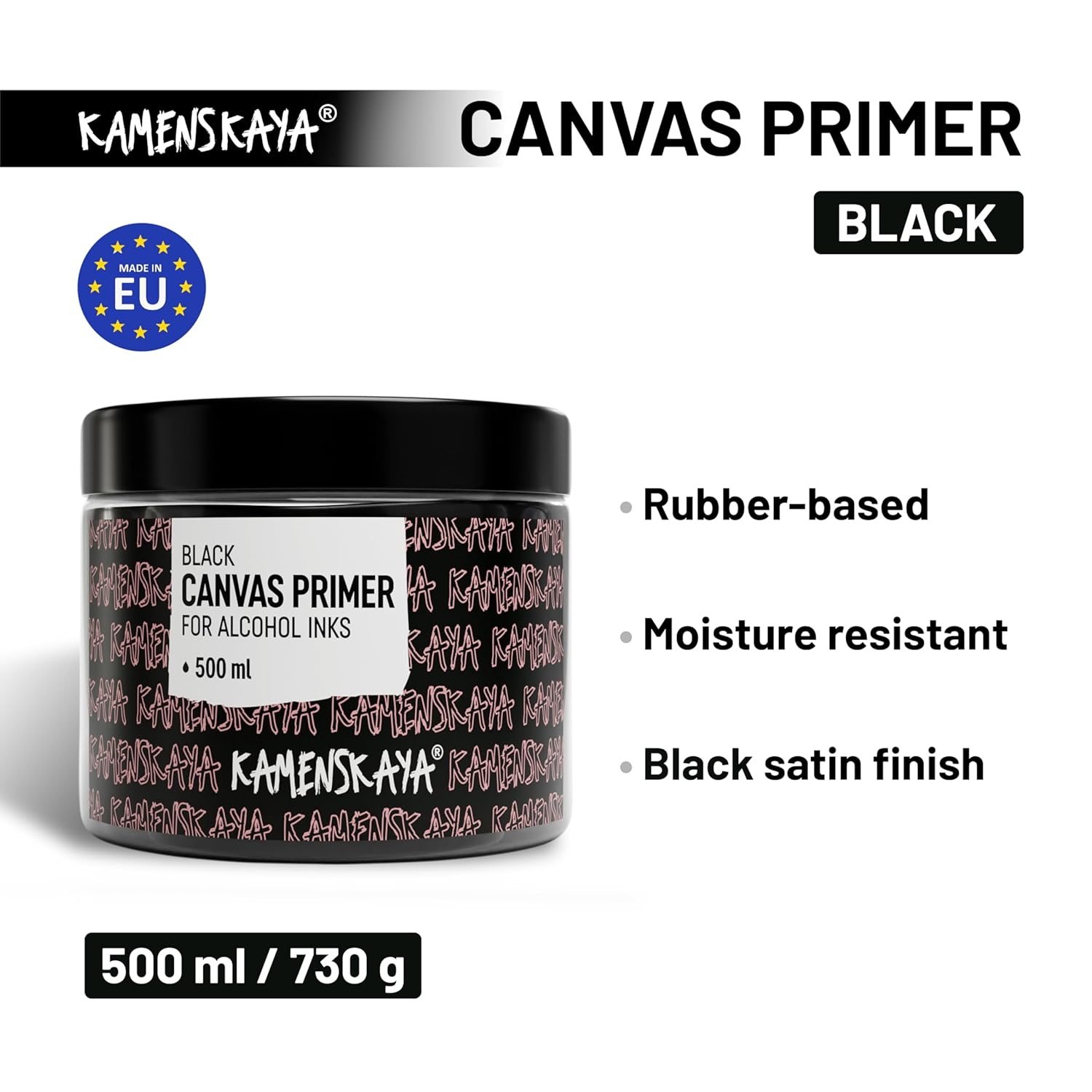 Black Acrylic Gesso Primer For Alcohol Ink Painting On Canvases,16.9 Fl Oz (500 Ml)