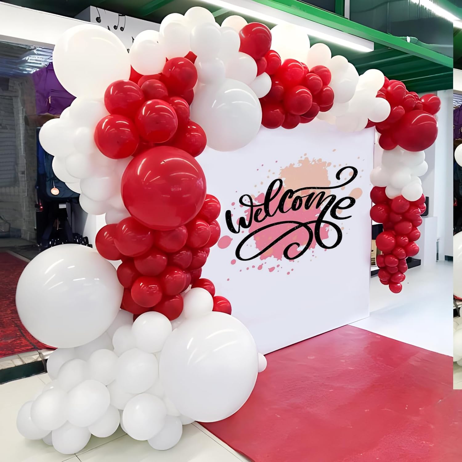 Red And White Balloon Arch Kit,120 Pcs White Red Balloon Garland, 18 12 10 5 Inch Latex Balloons For Birthday Bridal Shower Christmas Engagement Anniversary Bachelorette Party Decoration