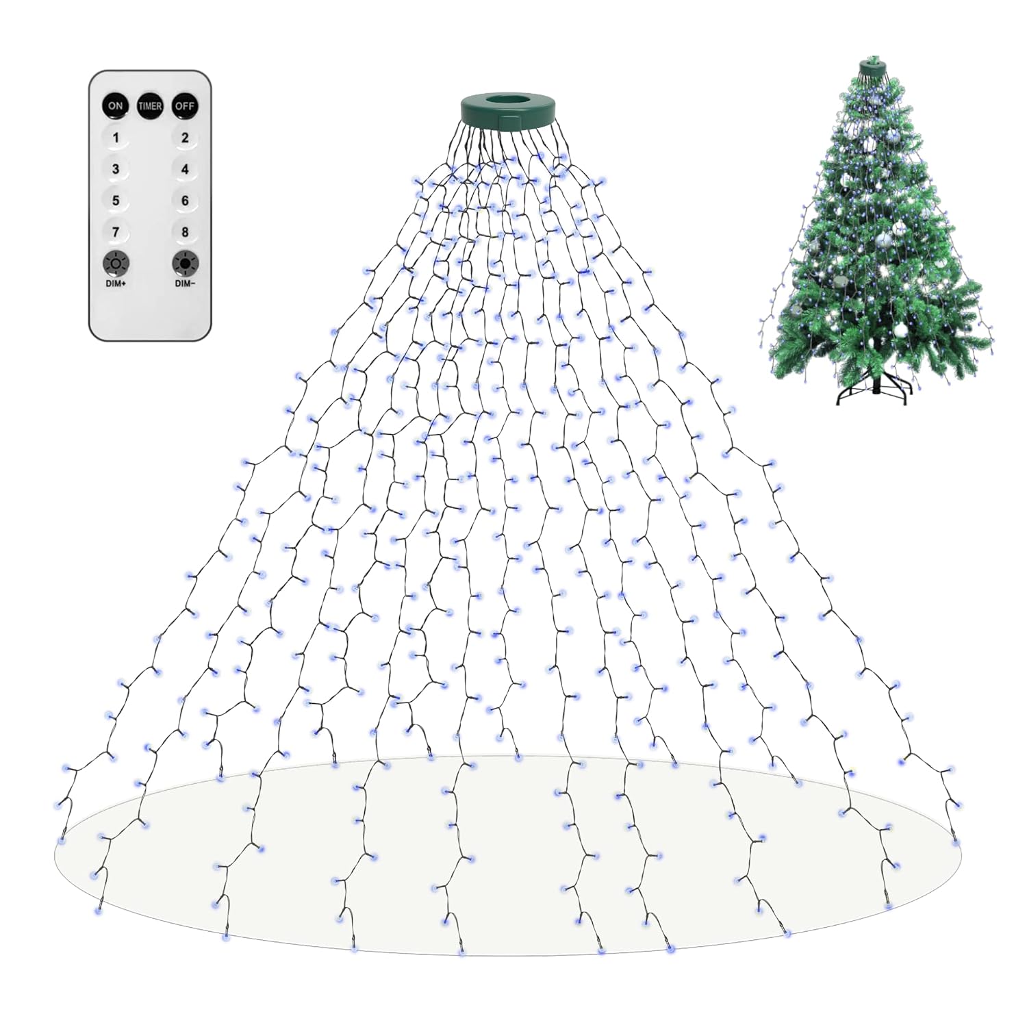 Christmas String Lights For Tree, 400 Leds Christmas Tree Lights With Memory Function & 8 Modes, 6.6Ft X 16 Lines Fairy