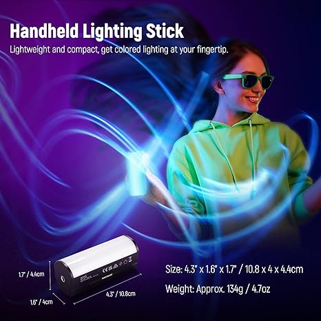 2 Pack Magnetic RGB Handheld Light Wand TL96RGB Mini LED Video Light Stick for TikTok YouTube
