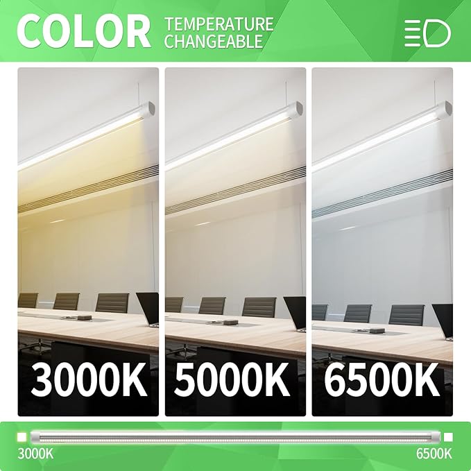 6 Pack Dimmable 4FT LED Shop Lights 30W 4500LM Tunable Linkable Plug In Lights for Garage Workshop
