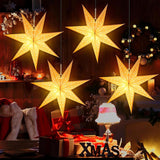 2 Pack 20 Inch Paper Star Lanterns, Star Paper Light Christmas Decor, 7 Points Warm White Led Star Light With Plug, Coll