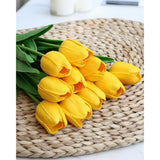 20Pcs Tulips Artificial Flowers Faux Silk Tulip Stems Fake Flowers Bouquets For Vase Wedding Home Decoration Yellow
