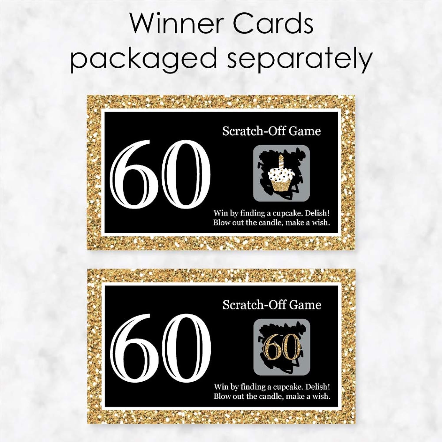 Big Dot of Happiness Adult 60th Birthday - Gold - Birthday Party Game Scratch Off Cards - 22 Count
