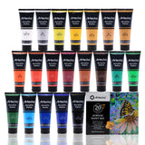 Professional Acrylic Paint Set, 20 Primary Colors (120Ml / 4.05Oz) Tubes, Art Craft Paints For Canvas, Rock, Stone, Wood, Fabric, Art Supplies
