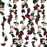 8Pcs 63Ft Burgundy Rose Garland, Fake Flower Vines, Artificial Vine Flowers, Rose Hanging Garland For Party Wedding, Garden, Room Table, Christmas, Backdrop Wall Arch Decor