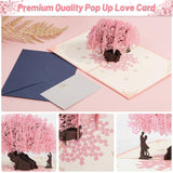 Cherry Blossom Pop Up Wedding Anniversary Card, 3D Love Card, Valentines Gift For Her, With Envelope And Blank Note