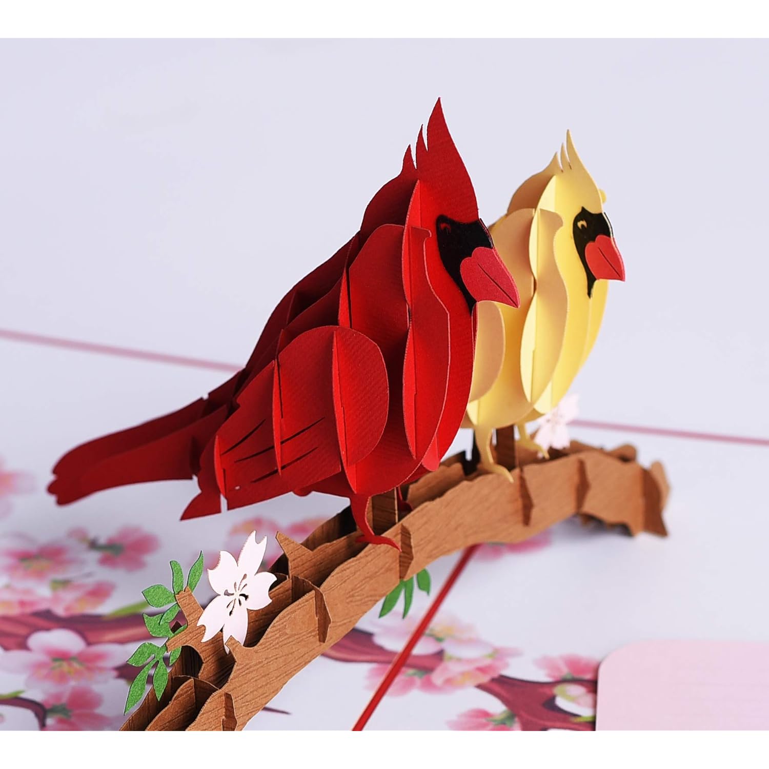 3D Popup Card Of Cardinal Bird Couple, Paper Art & Handicraft, Greeting Card, Birthday, Anniversary, Christmas, Mothers Day, Fathers Day Card, Handmade Gift For Mom, Dad, Wife, Husband