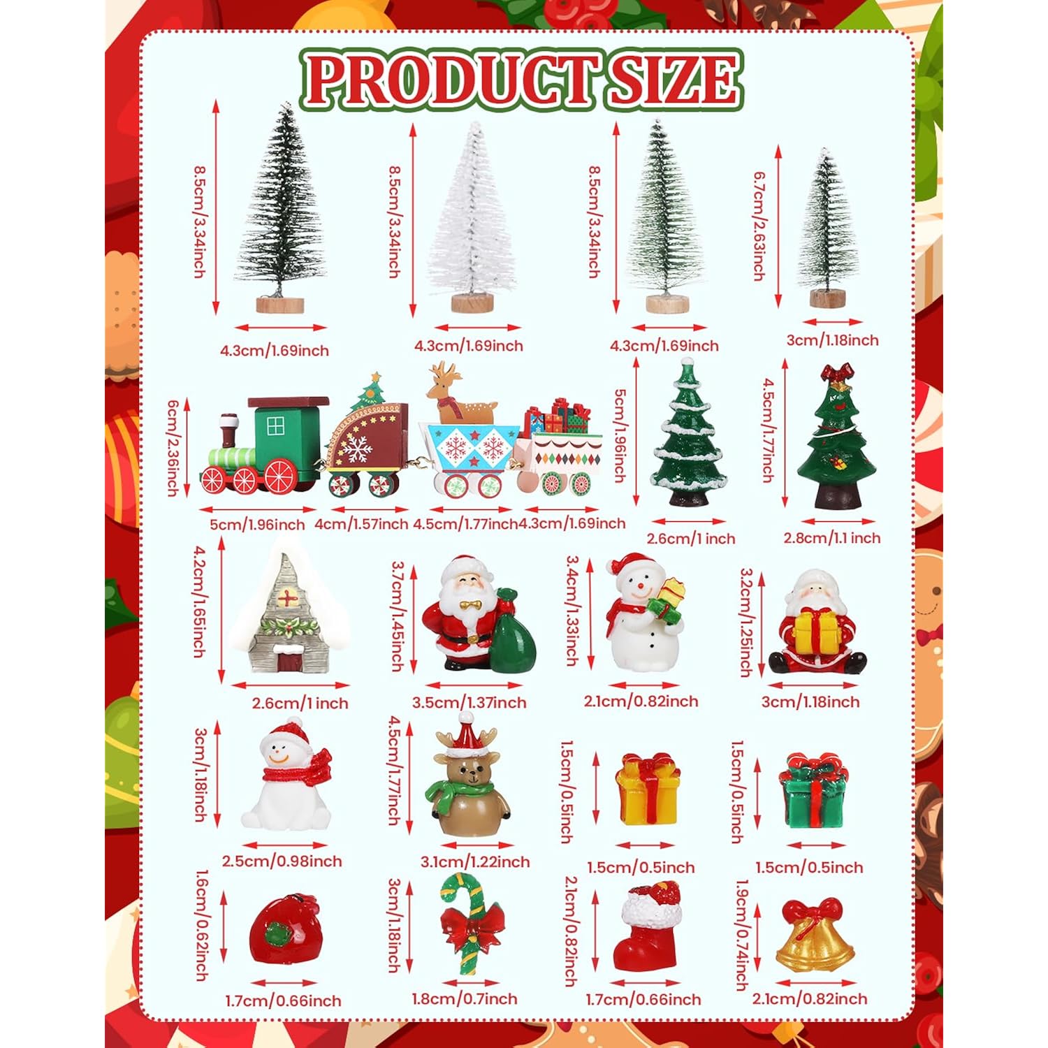 Merry Christmas Cake Decorations - 19 Piece Set With Cake Toppers, Christmas Tree, Santa Gifts, Birthday Party Supplies