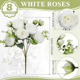 8 Bundles Artificial Peonies Realistic Flowers With Stems Bouquet Peonies For Table Centerpieces Wedding Decoration Bridal Floral Arrangement (White)
