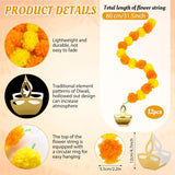 12 Pcs Marigold Garland 2.6 Ft Long Strands Artificial Marigold Flowers Garland With Pendant Flower String Indian Diwali Decorations For Pooja Indian Wedding Dia De Los Muertos(Orange Yellow)