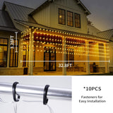 32.8 * 3.28Ft Large Size Solar Curtain Icicle Lights Outdoor, 8 Modes Outdoor String Icicle Curtain Lights, Solar Christ