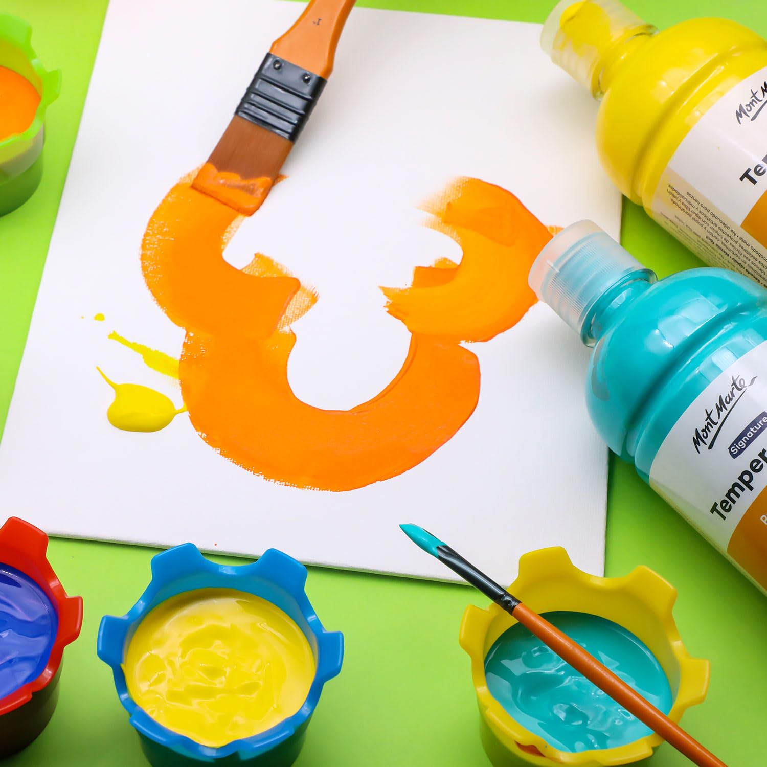 Tempera Paint Set 12Pc X 16.9 Us Fl.Oz (500Ml), 12 Bottles Of Tempera Style Kids Paint, Washable For Kids Art And Craft, Non Toxic, Easy To Clean.