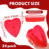 24 Pcs Valentine'S Day Heart Container 16.9 Oz/ 500 Ml Heart Shaped Box Food Storage Containers With Lids Love Shaped Seasoning Containers Reusable Dessert Box For Valentine Fruit Vegetable