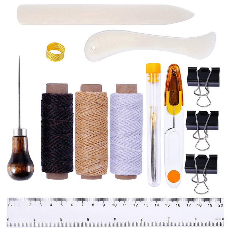 19 Pieces Bookbinding Kit Starter Tools Set Bone Folder Paper Creaser, Waxed T