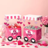 6 Pack Valentine'S Day Candy Boxes Pink Food Truck Design Cardboard Box With Heart Patch Diy Valentine'S Day Treat Boxes Sweet Candy Goody Holder Heart Party Favors For Birthday Diy Gifts