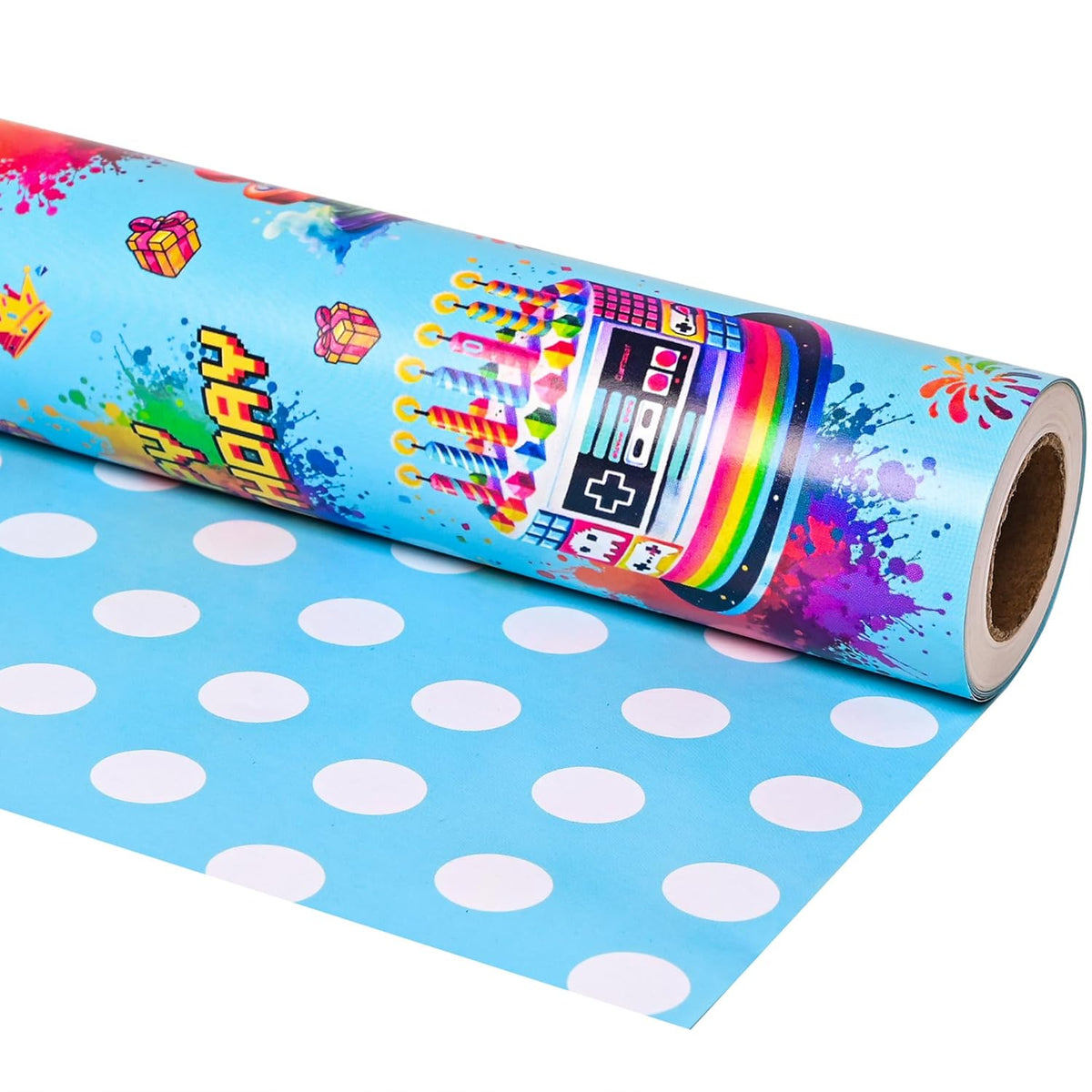 Game Video Wrapping Paper Roll For Kids Girls Women - Game Lover Happy Birthday Design Gift Wrap For 1St Bday Boy Total 28.5Sq.Ft