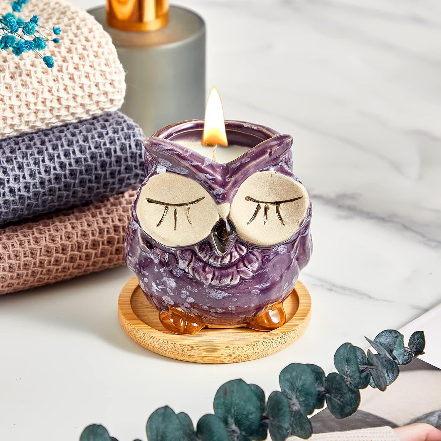 Scented Candles - Lavender Candle Gift Set For Women, Birthday Presents With Marbling Gift Box