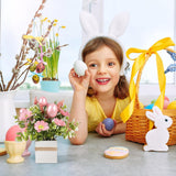 Easter Decorations, 2 Pcs Easter Artificial Flower Egg Potted Table Decorations, For Home Farmhouse Fireplace Holiday Spring Summer Indoor Party Decor. (Pink)