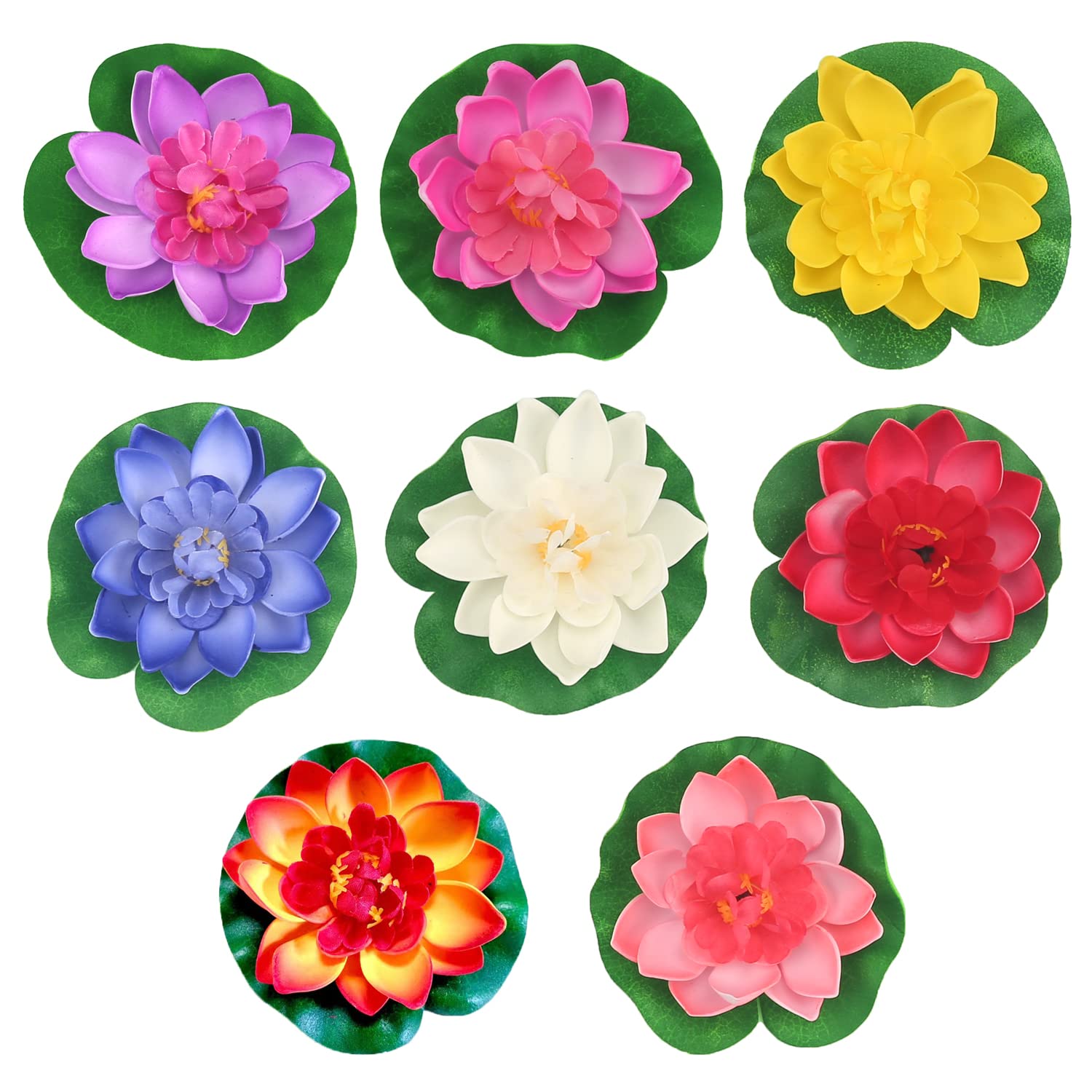 8 Pcs Artificial Floating Foam Lotus Flowers Realistic Water Lily Pads For Pond Pool Home Garden Wedding Decorations 4 Inch