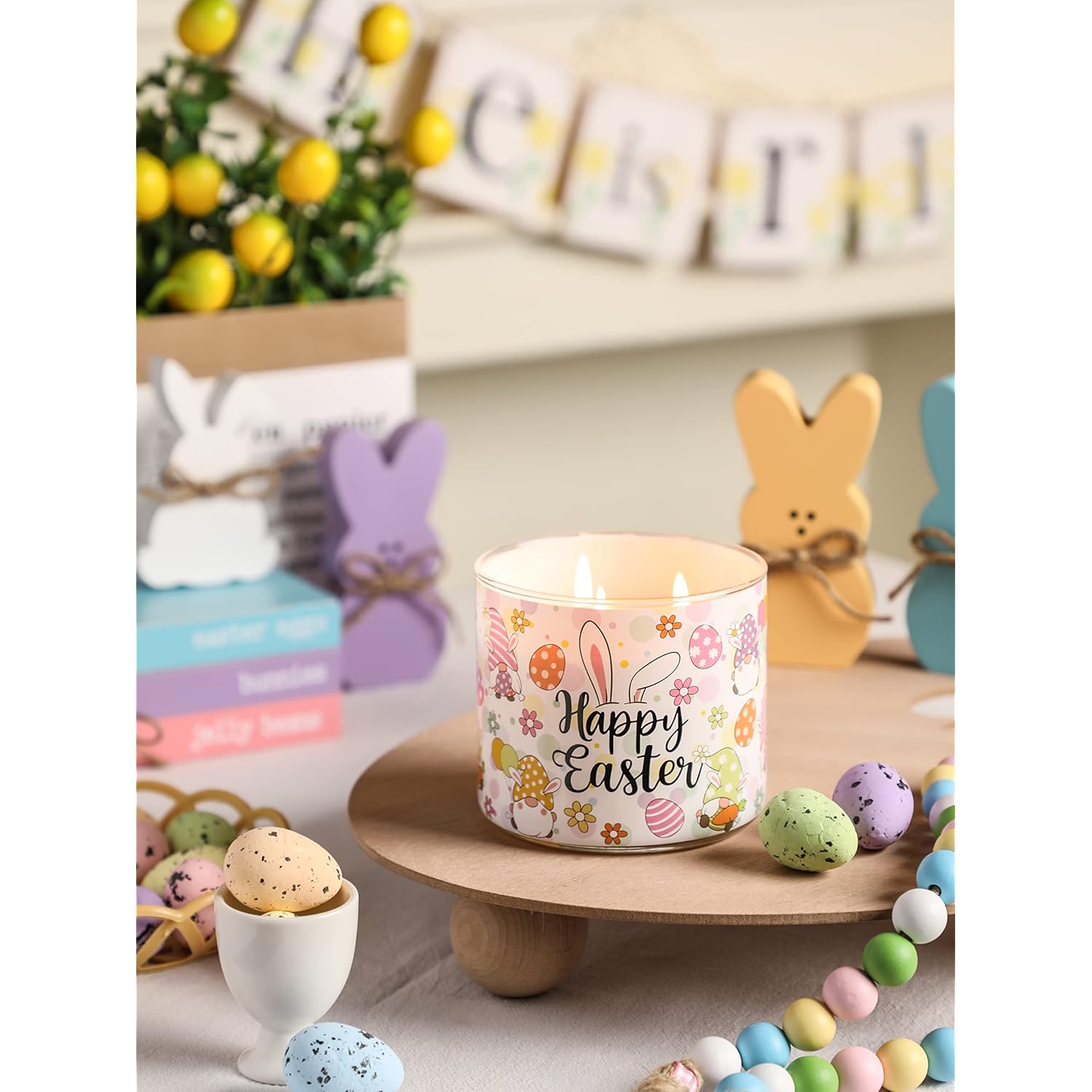 Easter Jasmine Scented Candle 3 Wick Large Jar, 14 Oz, Easter Candle Gift