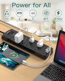 Surge Protector Power Strip 10 Outlets 4 USB Ports 2 USB C 2700J 6FT Flat Plug Extension Cord