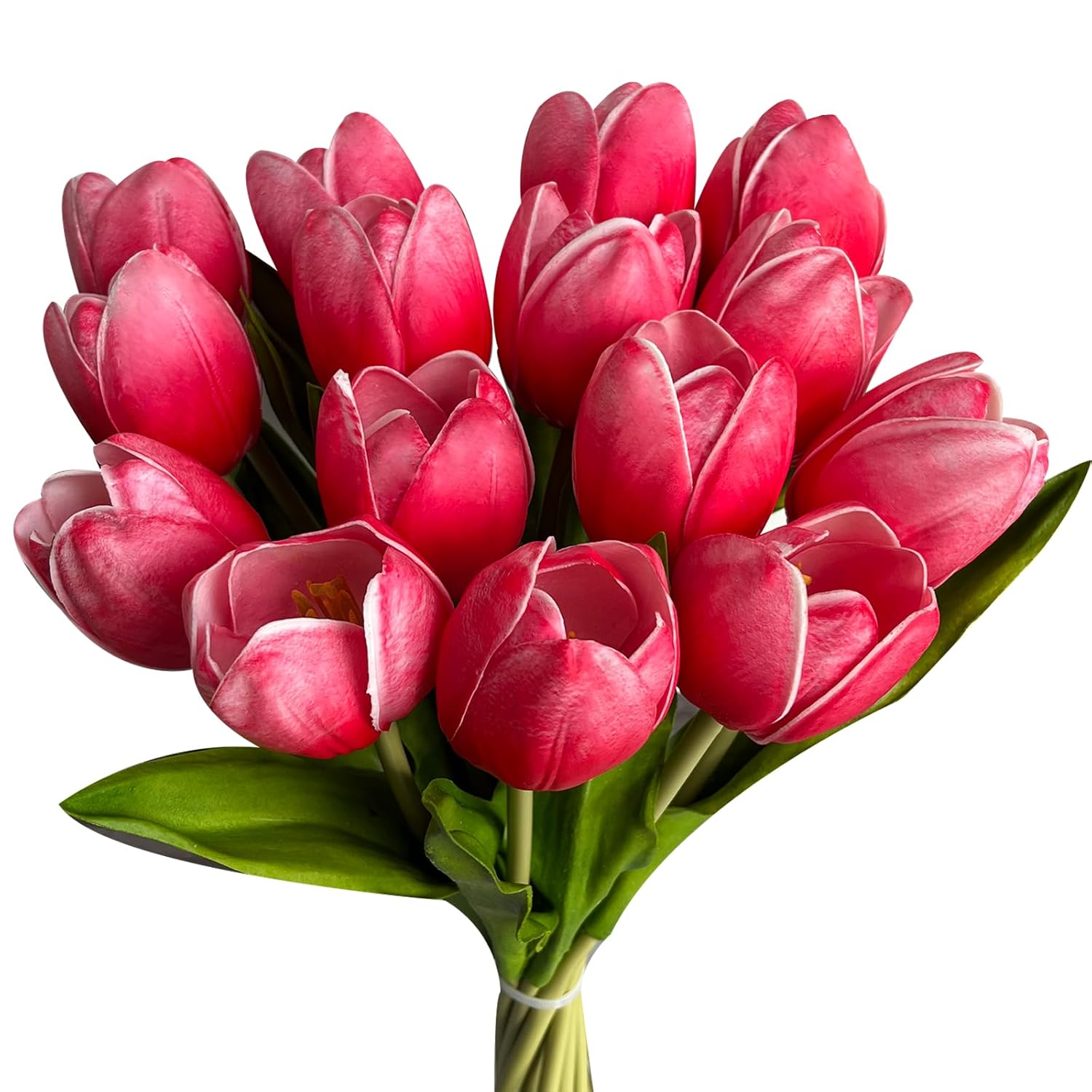Artificial Tulip In Bulk For Home Kitchen Wedding Bridal Bouquet,Fake Flowers For Mother'S Day Easter Table Centerpieces Decorations(Large Size,Hot Pink,Real-Touch,12Pcs)