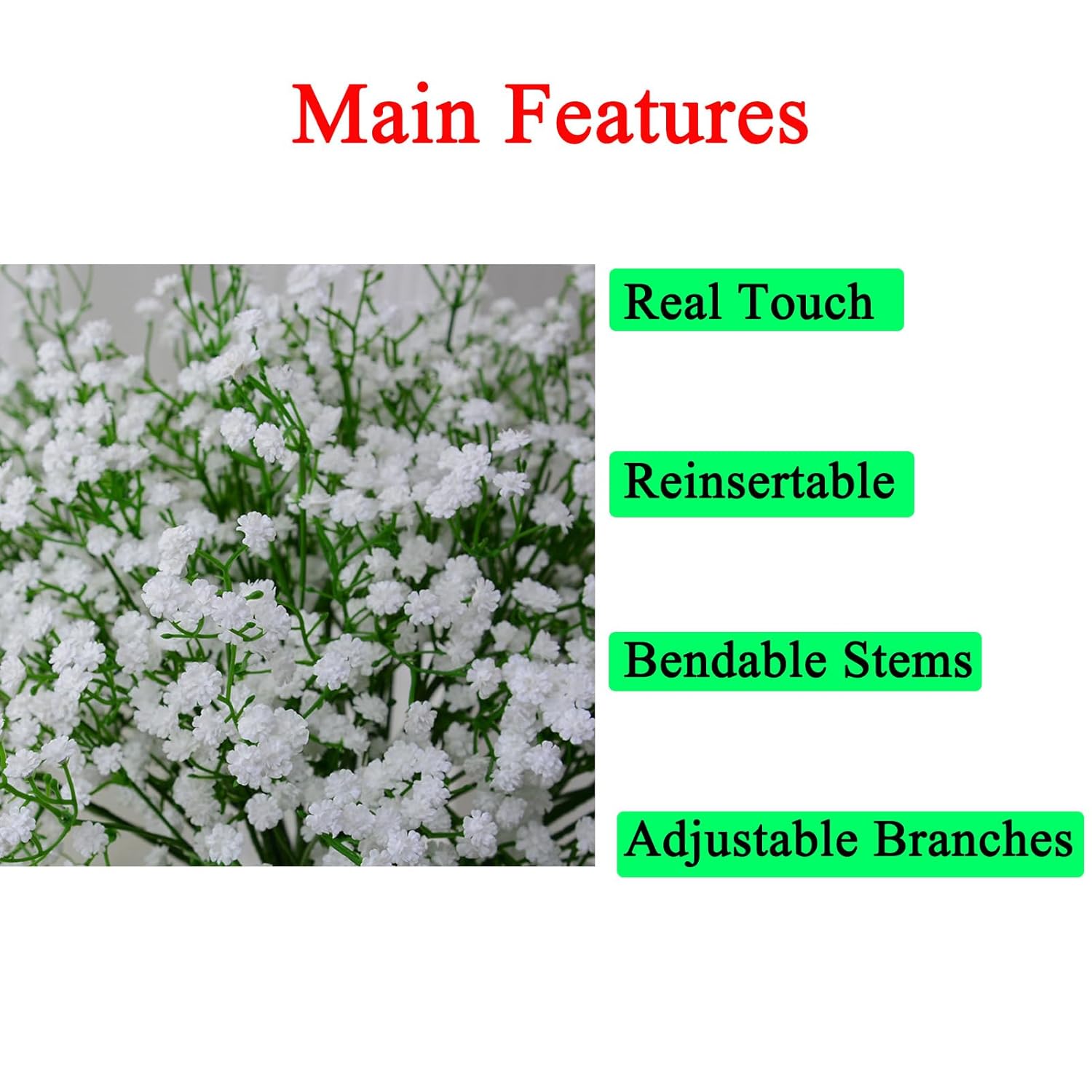30 Pcs Fake Flowers Babys Breath Artificial Flowers Realistic White Babies Breath Gypsophila Flowers Artificial Bulk Faux Gypsophila Breath Flowers For Bouquet Garland Floral Arrangement Wedding Party