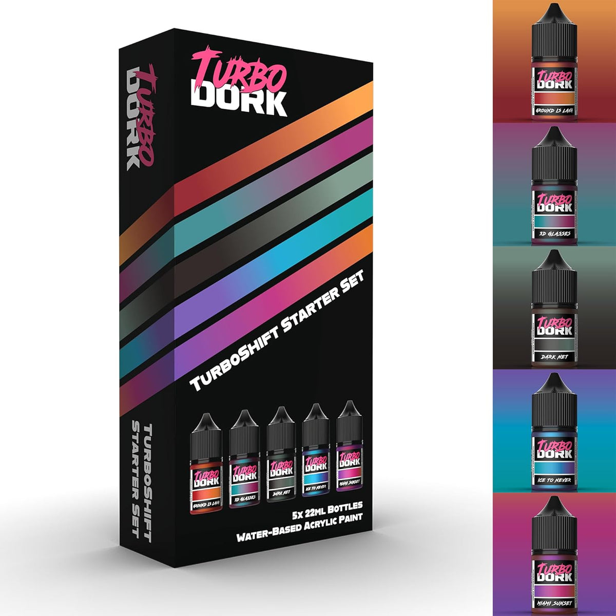 Turboshift Starter Set Acrylic Paints - Waterbased Non-Toxic Metallic Color Shifting Acrylic Paints