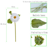 5Pcs White Sunflowers Artificial Flowers With Long Stems Fake Large Sunflowers Silk Faux Bouquet For Wedding Floral Arrangements Home Garden Birthday Party Indoor Decor(White)