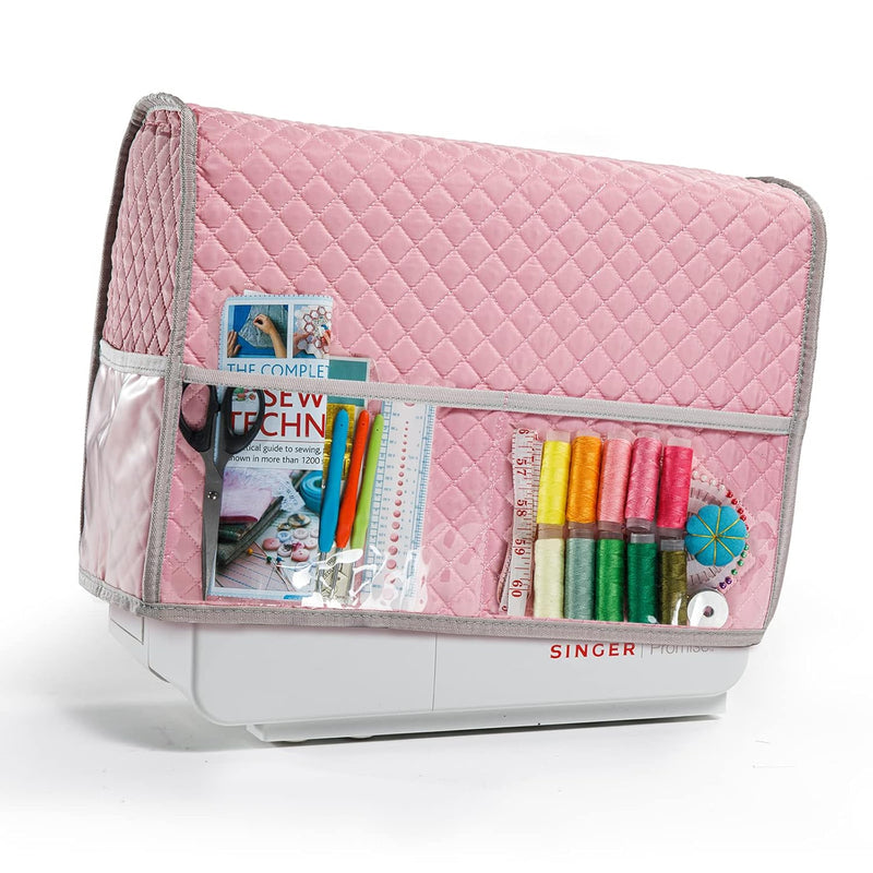 Sewing Machine Cover With Storage Pockets, Pink Sewing Machine Dust Cover Comp