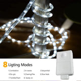 100FT White LED Rope Lights 720 LED Waterproof Connectable Flexible Tube Lights with 8 Modes