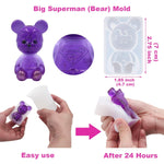 132Pcs Animal Silicone Molds Diy Resin Casting Kit Contains 4 Bears 3D Bear Rabbit Cat Paw Mold Necklace Pendant Time Gem Eiffel Tower Jewelry Crystal
