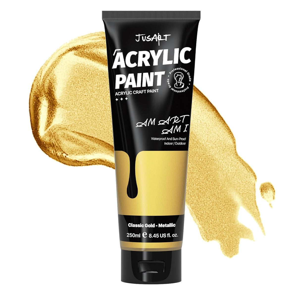 Acrylic Paint Metallic Gold Tubes(250Ml, 8.45Oz)?Non-Toxic & Rich Pigment Craft Paints For Canvas Painting, Wood, Fabric, Stone, Ceramics, Art Supplies For Artists, Adults