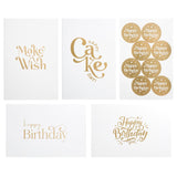 20 Pack Assorted Birthday Cards - 4 Matte Gold Foil Designs Happy Birthday Cards - 4 X 6 Inches Blank Birthday Notes Bulk Box Set - Greeting Cards With Envelopes & Gold Foil Stickers