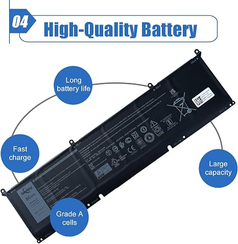 69KF2 86Wh Replacement Laptop Battery for Dell XPS 15 9500 9510 and 9520