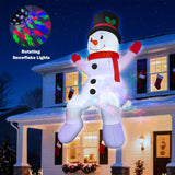 Rotating Snowflake Lights 8 Ft Giant Christmas Inflatables Snowman With Built-In Led Lights Christmas Decorations Outdoo