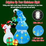 8Ft Christmas Inflatables Snowman Yard Decoration, Blow Up Christmas Tree Penguin Gift Box Outdoor Decorations With Fall